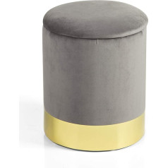 Baroni Home Stool with Storage Space, Velvet, Gold Band, 31 x 31 x 39 cm, Taupe