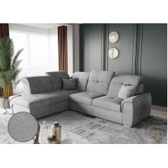 Lenart FRIDERIK-EU Corner Sofa with Sleep Function and Bed Box [Left - Grey] Living Room Furniture, Sofas & Couches, Corner Sofa, Corner Couch with Sleep Function, Sofa Bed with Bed Box