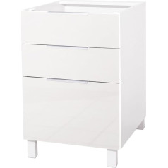 Berlioz Créations BERLIOZ CREATIONS Altro Kitchen Cabinet with 3 Drawers Glossy White 60 x 52 cm