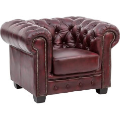 Woodkings ® Chesterfield krēsls Antique īstas ādas biroja krēsls Mīkstās mēbeles Dizaina krēsls Pavasara kodols Unikāla vīriešu istaba Angļu ādas stila krēsls (antīki sarkans)