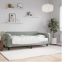 Junzai Daybed with Mattress, Light Grey, 100 x 200 cm, Velvet, Sofa Bed, Sofa Bed, Sofa Bed, Teenager's Bed, Bed Frame, Bed Couch - 3197046