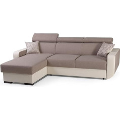 Homespace24 Corner Sofa with Sleep Function and Bed Box - Folding Sofa Couch L Shape - Sofa Bed with Bed Box - Sofas & Couches - Icon (Brown (Inari 23+Madryt 912), Corner Sofa Left)