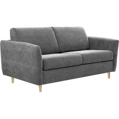 Vente-Unique - Sofa-lova su čiužiniu 3vietė - atlenkiamas paviršius 140 cm - čiužinys 14 cm - taškuotas audinys - pilka - Arcadia