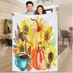 Ririx Überwurfdecke mit Sonnenblumenblättern, Kürbis, Mohnblumen, für Bett, Couch, Sofa, Stuhl, Camping und Reisen, leichte Decke, groß (203,4 x 152,4 cm)