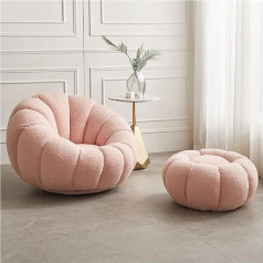 Generic Sofa Couch Lazy Sofa Chair Pumpkin Shape Single Plush Sofa Balcony Leisure Small Sofa Chair Bedroom Study with Pedal Sofa for Home Decor