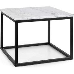 Besoa Volos Coffee Table, Coffee Table, Side Table, Table Top: White Marble, Indoor and Outdoor, Frame: Metal, 20 x 20 mm, Colour: Black/White, Size: 50 x 40 x 50 cm (W x H x D)