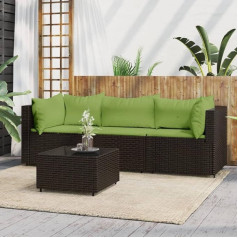 Whopbxgad Living Room Furniture Sets,Couch Sets for Living Room,Sofa Bed,4-TLG. Garten-Lounge-Set mit Kissen Braun Poly Rattanmodular Sofa,modular Couch,Outdoor Patio Furniture,