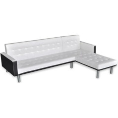 Musevane Corner Sofa with Sleep Function Faux Leather White