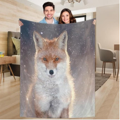 Ririx Fox Throw Blanket Ziemas meža gulta dīvāns dīvāns krēsls kempinga ceļojumu viegla sega liela (80 