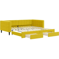 Vidaxl Day Bed, Extendable Sofa Bed with Drawers, Mattresses, Sofa Bed, Guest Bed for Bedroom, Living Room, Sofa Bed, Trundle Bed, Yellow, 100 x 200 cm, Velvet