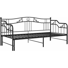 Tidyard Extendable Sofa Bed Frame Metal Bed Metal 90 x 200 cm Black