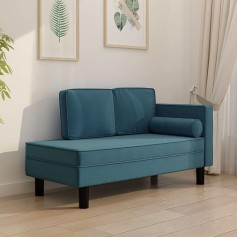 Barash Chaise Longue with Cushion and Bolster Blue Velvet Chaise Longue Ottoman Sofa