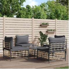 Ajseoybs Kleines Sofa,Couch Mit Schlaffunktion5-Tlg. Garten-Lounge-Set Mit Kissen Anthrazit Poly Rattangeeignet FüR Wohnzimmer, Schlafzimmer, Lounges, EmpfangsräUme, Eingangsbereiche