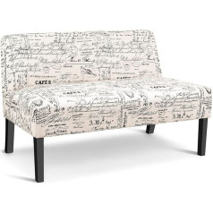 Relax4Life Dvivietė sofa, medžiaginė sofa su medžio masyvo kojomis, dvigulė sofa su atlošu, maža sofa, minkšta sofa svetainei, miegamajam, 121 x 66 x 78 cm