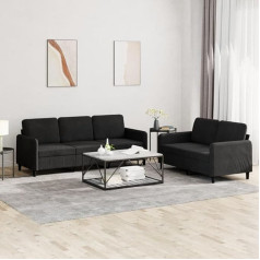 CIADAZ 2-TLG. Sofagarnitur Schwarz Samt, Loungesofa, Sofas & Couches, Relaxsofa, Couch für Wohnzimmer, Couch Mit Schlaffunktion - 3202019