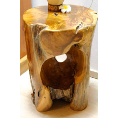 Kinaree Salavan Burl Wood sānu galdiņš 42 cm Masīvkoka taburete, piemērots kā pjedestāls, puķu statīvs vai naktsgaldiņš viesistabai, gaitenim, guļamistabai vai ziemas dārzam