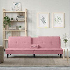 Mnisdfl Back Cushion Sofa Bedroom Sofa Bed with Drink Holders Pink Velvet