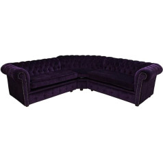 Jvmoebel Purple Luxury Chesterfield Corner Couch Sofa Upholstery Seat Set Textile Fabric Sofas