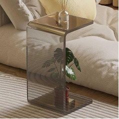 Acrylic Side Table, U-Shaped Small Side Table, Transparent Bedside Table, Bathroom Stool, Coffee Table for Bedroom and Living Room (Colour: Grey, Size : 30 x 30 x 55 cm/12 x 12 x 22in)