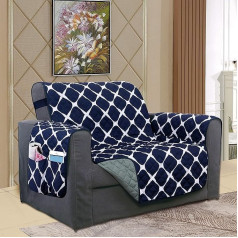 Elegant Comfort Bloomingdale Luxury Quilted Furniture Protector Divu toņu divpusējs aizsargs ar viedām kabatām un elastīgām siksniņām, ideāli piemērots mājdzīvniekiem un bērniem