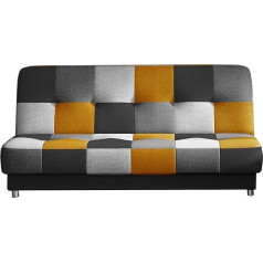 Mb-Moebel Kaya 03 Sofa with Sleep Function and Bed Box, Couch for Living Room, Sofa Bed Spring Core Sofa Set, Upholstered Sofa, Living Landscape with Bed Function, 192 x 90 x 90 cm, Yellow / Black /