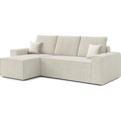 Domimeble Kampinė sofa sofa su miego funkcija Sofa lova su lovos dėže Svetainės baldai Sofa L formos sofa lova Miegamasis plotas 145 x 200 cm 246 x 87 x 149 cm su 2 pagalvėlėmis (smėlio spalvos, kairė pusė)