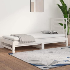 Zeyuan Extendable Day Bed, Sofa Bed, Couch with Sleep Function, Sofa Bed, Sofa Bed, Sofa Bed, Sofa Bed, Daybed, Youth Bed, Couch Bed, White, 2 x (90 x 200) cm, Solid Pine Wood