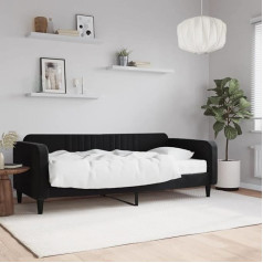 ‎Rantry Rantry Day Bed with Mattress, Sofa, Couch, Sofa Bed, Functional Bed, Guest Bed, Black, 90 x 200 cm, Velvet