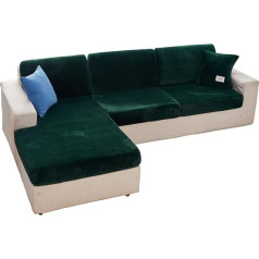 ‎Eurhowing EURHOWING Universal Stretch Velvet Chaise Longue Sofa Slipcover for Sectional Sofa L-Shape Sofa Cover Soft Slipcover Replacement for L-Shaped Sofa with Elastic Edge (Chaise Longe, Green)