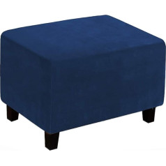 Xdks Velvet Plush Cover 1 Piece Shape Fit Stretch Rectangle Folding Ottoman Slipcover Removable Footstool Protect Footrest Elastic Bottom (XL, Navy)