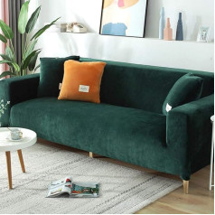 Zu Loveseat Krēsls ar roku, Stretch Soft Easy Fit Couch Cover, samta dīvāna pārvalks, elastīga bieza mēbeļu aizsardzība, dīvāna pārvalks, zaļš, 3 sēdvietas