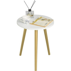 Awasen Runder Beistelltisch, kleiner Akzenttisch, Nachttisch, moderner Beistelltisch für Wohnzimmer, Schlafzimmer, Büro, kleine Räume, 40,6 cm D x 49,5 cm H (Weiß und Gold)