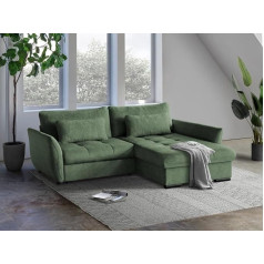 Generic Cafu L Corner Sofa, Corner Sofa, Choice of Colours, Living Room Sleep Function, Modern - Right Side (Green - Louis 672)