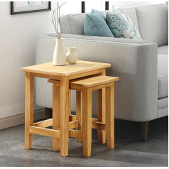 Hallowood Furniture Aston Oak Effect 2 Nest of Tables Koka ligzdošanas galdi Daudzfunkcionāls kafijas galds Sānu galds Sānu galds Lampu galdi Dzīvojamā istaba Mazs galds guļamistabai