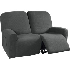 ‎Sylc 6 gab. atpūtas dīvāna pārklāja komplekts Stretch Lounger Split Stretch Couch Slipcover Tilted Sofa Cover 2 Seater Sectional Polar Fleece (tumši pelēks)