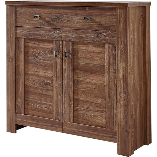 Stella Trading BRÜSSEL Akacijas izskata apavu skapis - rustikāls Softclose apavu statīvs ar daudz vietas jūsu apavu glabāšanai - 100 x 100 x 40 cm (platums x augstums x dziļums)