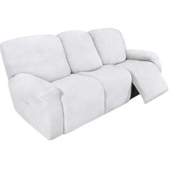 8-Piece Recliner Slipcovers 3-Seater Slipcover Sofa Cover Furniture Protector Couch Stretch with Side Pockets Non-Slip Lounger Cover (White)