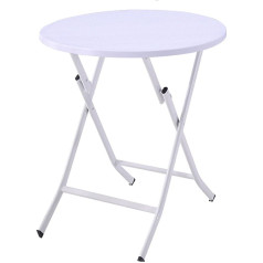 60 cm balts dārza kafijas galds, saliekamais āra pusdienu galds, piknika galdi, virtuves galds, darba galds, apaļie viesistabas galdi - PP galda virsma, balta, 60 x 60 x 73 cm