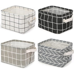 Ballery Storage Basket, Mini Square Storage Basket with 2 Handles, Mini Changing Table Organiser, Foldable Storage Basket, Children's Storage Boxes for Shelves and Desks - Set of 4