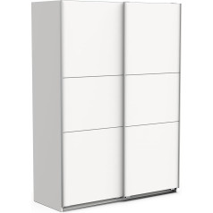 Demeyere Sliding Door Cabinet with Modern Wardrobe - Matt White & Metal Finish - 148 x 59.9 x 203 cm, Wood Composite