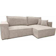 Margarethome24 MargaretHadas24 Corner Sofa Camel Mini L-Shaped with Sleep Function Bed Box Sofa Couch 255 cm Universal Ottoman, Living Room Sleeping Surface 204 x 135 cm (Poso 02 - Cappuccino)