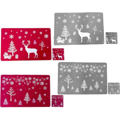 Jojofuny 12 gab. komplekts Placemat ziemeļbriežu krūzei Absorbējošs Ziemassvētku paliktnis Ziemassvētku dzērienu paliktnis Dinnerware Mat Hot Dish Table Mat Bērnu drukas pakete