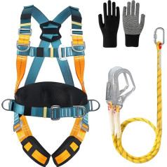 CISSIYOG Absturzsicherung Sicherheitsgurt, Sicherheitsgurt mit Lanyards, Auffanggurt für Dachdecker, Kletterseil, klettergurt Herren, mit 2 x Große Schnallen und 2 x 2m Lanyards, Tragfähigkeit 150 kg