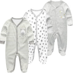 Chamie Baby Romper ar garām piedurknēm kokvilnas Romper 0-3m/3-6m/6-9m/9-12m