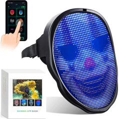 Facemask® Connected LED maska, augstākās kvalitātes, programmējams Bluetooth ekrāns ar viedtālruni, Cosplay, Insolite, aksesuārs, kostīms, Halloween, USB lādētājs, 100% šausmu maska