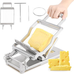 Huanyu Kommerzieller Käseschneider mit 1cm & 2cm Schneidebrett Edelstahl Käseschneider mit Draht Multifunktionaler Drahtschneider für Käse, Butter, Toast und Frühstücksfleisch