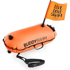 Buddyswim Atvērtā ūdens peldspiva 28L ar ūdensnecaurlaidīgu iekšējo kabatu (drybag) un noņemamu karogu papildu redzamībai. Izturīga, viegla un viegli salokāma.