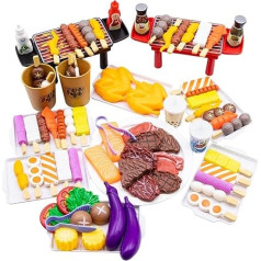 Zhongren 80 Piece Barbecue Set BBQ Play Set Toys BBQ Kitchen Cooking Tools Role Toys for Kids Aged 3+ Toddlers Boys Girls Gifts