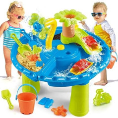 TERRAMUS Wasserspieltisch für Kinder – 3-in-1 Sand und Wassertisch für Outdoor Wasser Spieltisch Sandtisch Sandkasten Spielzeug Sommer Strand Garten Hinterhof Wasser Spieltisch für Kinder Kleinkinder