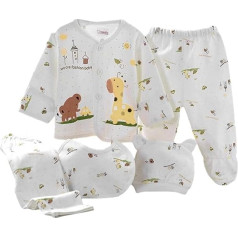 Gajaous 5 Pieces Newborn 0-3 M Boys Girls Baby Cotton Clothing Tops Hat Trousers Suit Outfit Sets One Size